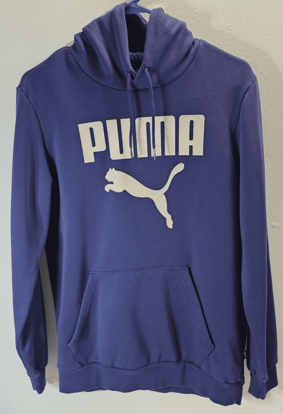 Puma Logo Blue Framed Up Pullover Hoodie Men's Size Small Hooded Sweatshirt - Thumbnail 5