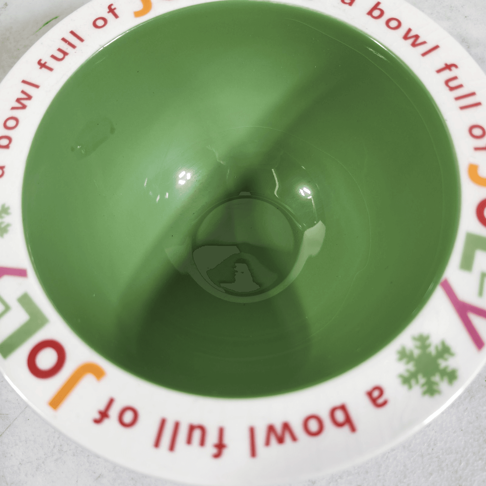Hallmark A Bowl Full Of Jolly Stoneware Green Red Whimsical Small Serving Dish - Thumbnail 2