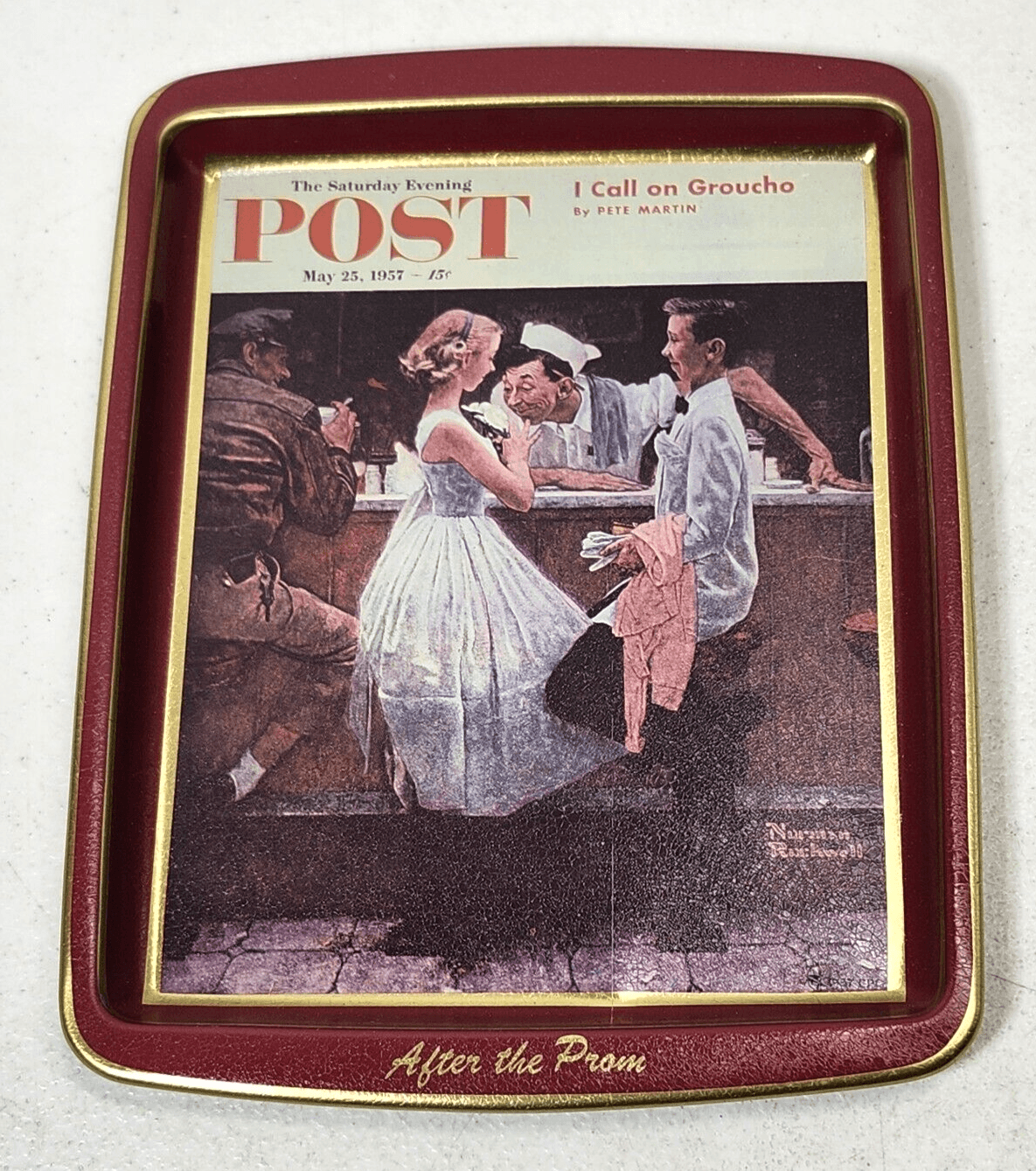 Norman Rockwell Evening Post Tin Tray Home Bar Decor Collectors Series - Thumbnail 2