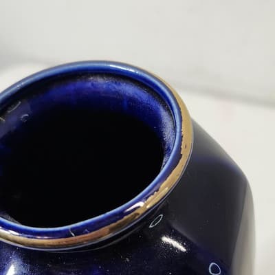 Vintage Ray Control Japanese Blue Vase with Flower Bird Design Home Decor - Thumbnail 9