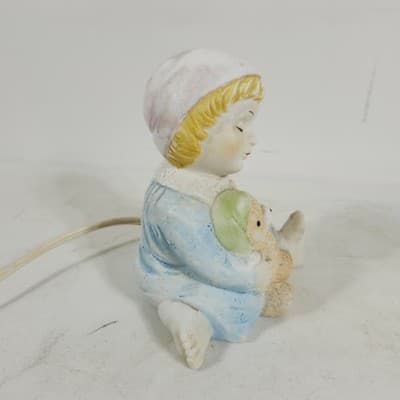 Night light Little Girl With Teddy Bear Ceramic Vintage - Thumbnail 7