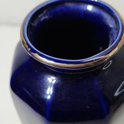 Vintage Ray Control Japanese Blue Vase with Flower Bird Design Home Decor - Thumbnail 8