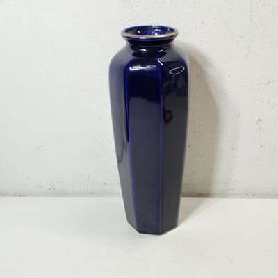 Vintage Ray Control Japanese Blue Vase with Flower Bird Design Home Decor - Thumbnail 6