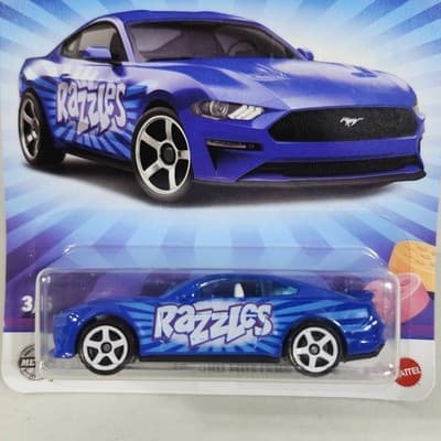 Matchbox Candy Series Razzles '19 Ford Mustang Coupe Blue Car 1/64 Toy Vehicle - Thumbnail 2