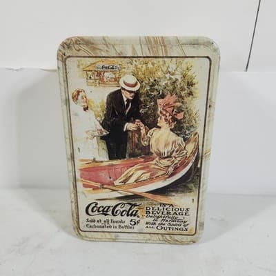Hinged Tin Coca Cola Love Theme Nautical Beach Vintage Advertising - Thumbnail 2