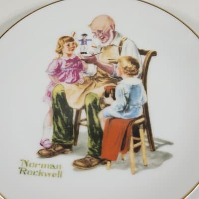 Norman Rockwell The Toymaker Plate 6.5" Vintage 1984 - Thumbnail 2