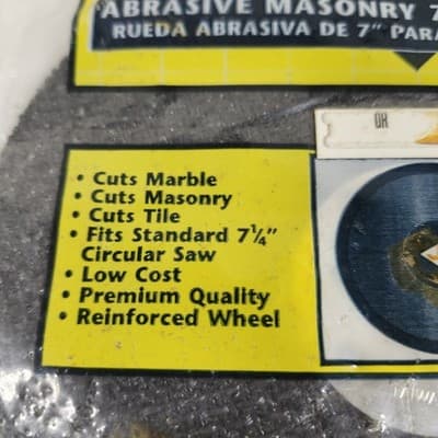 Qep 7" Abrasive Masonry Cut-Off Wheel Model 10029 NEW - Thumbnail 4