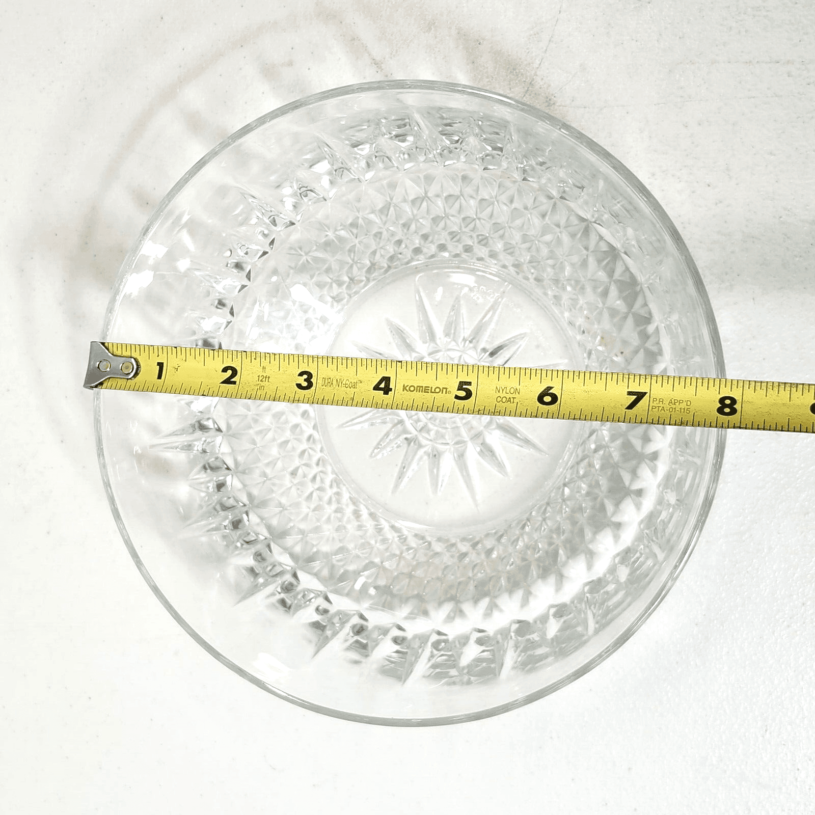 Large Arcoroc Crystal Starburst Serving Salad Bowl 8" France - Thumbnail 5