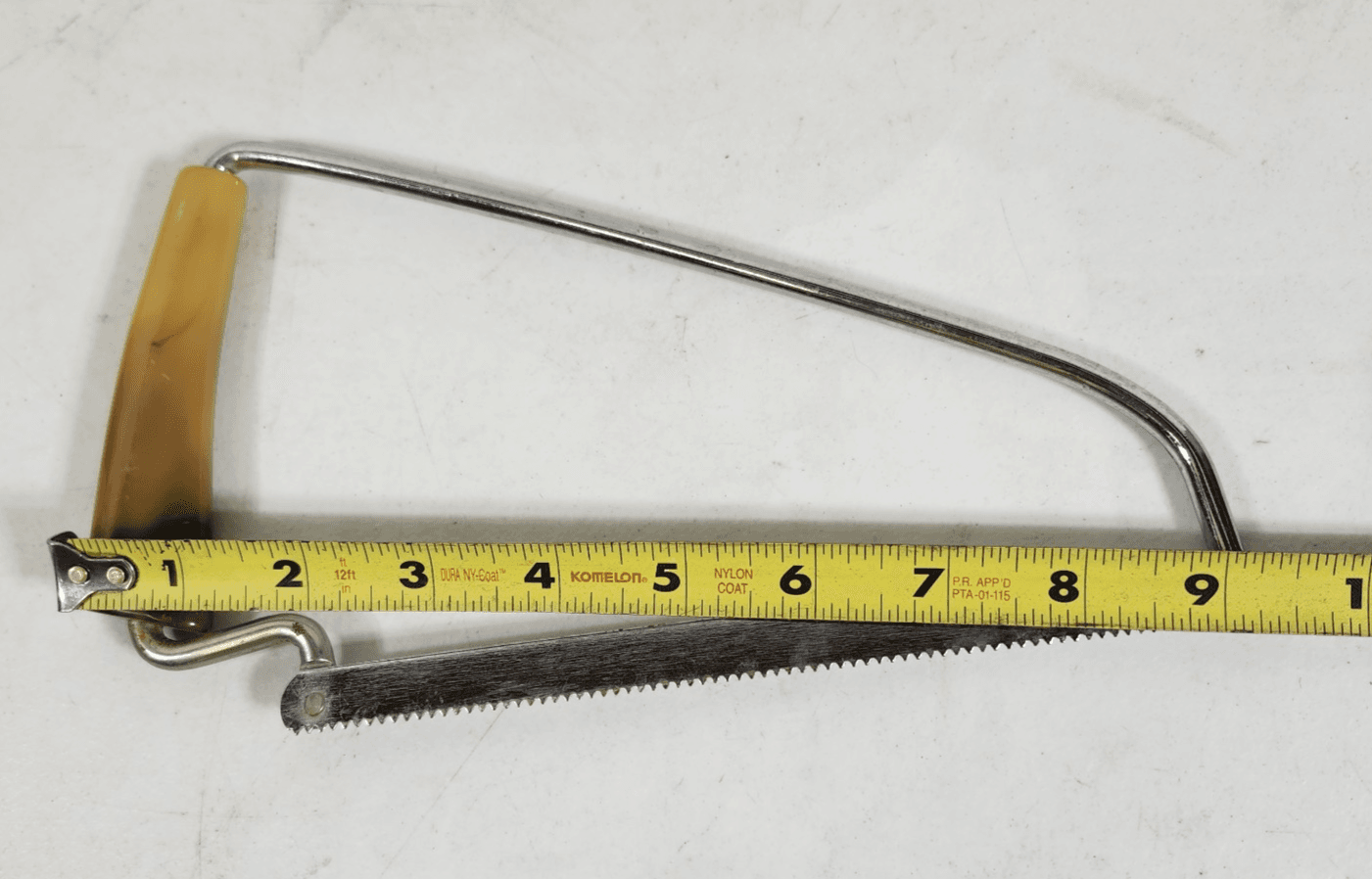 Vintage Butcher Bone Saw 8 Inch Blade Marbled Bakelite Handle Kitchen Tool - Thumbnail 2
