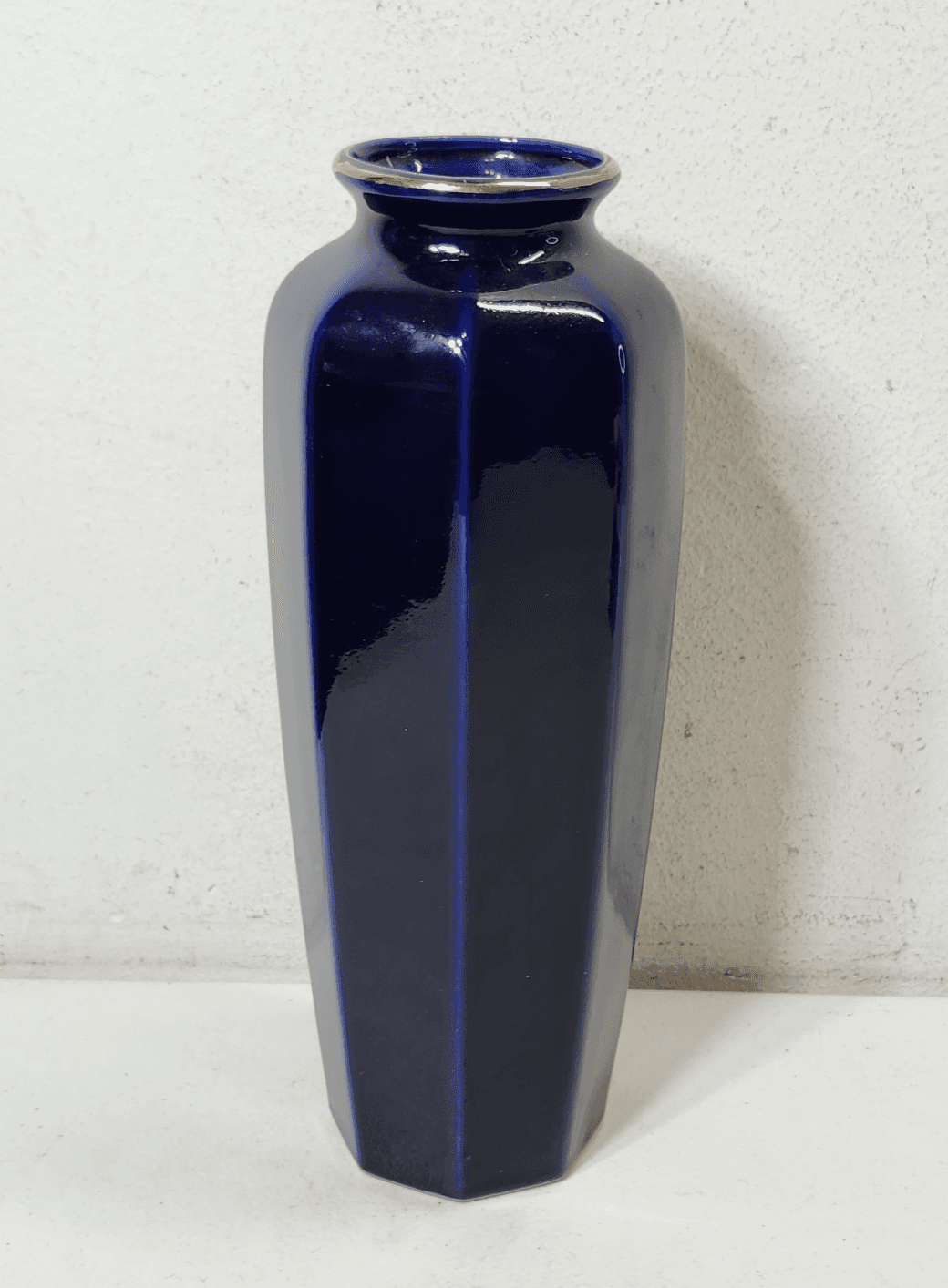 Vintage Ray Control Japanese Blue Vase with Flower Bird Design Home Decor - Thumbnail 5