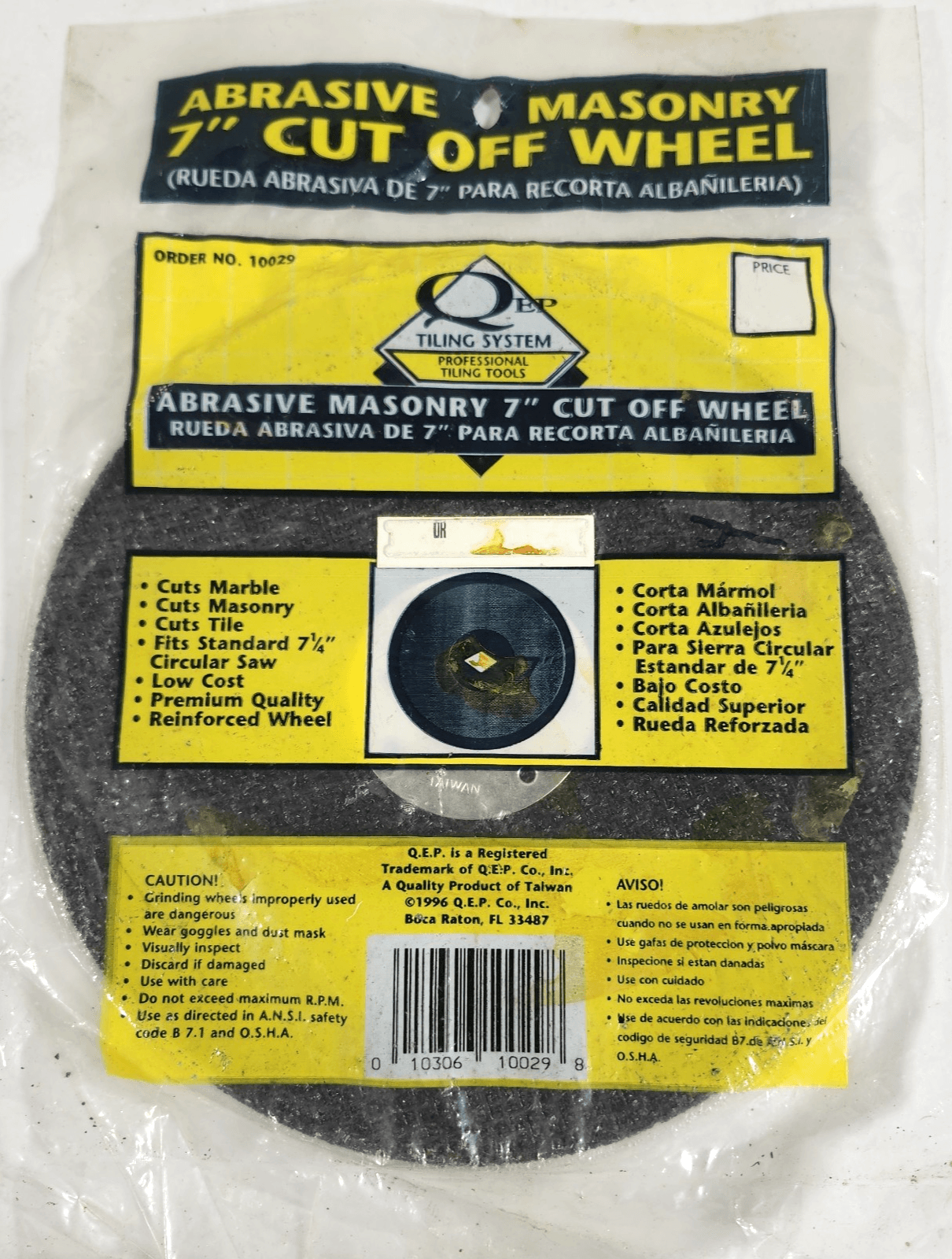 Qep 7" Abrasive Masonry Cut-Off Wheel Model 10029 NEW - Thumbnail 2