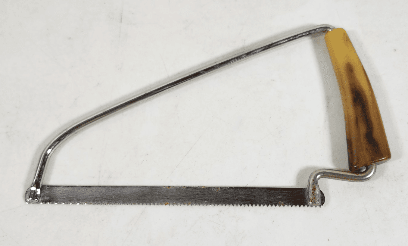 Vintage Butcher Bone Saw 8 Inch Blade Marbled Bakelite Handle Kitchen Tool - Thumbnail 3