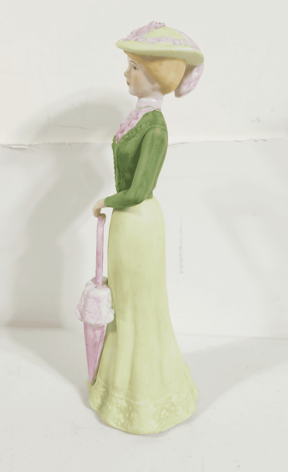 Vintage Mann Porcelain Figurine Woman Holding Pink Umbrella Home Decor - Thumbnail 3