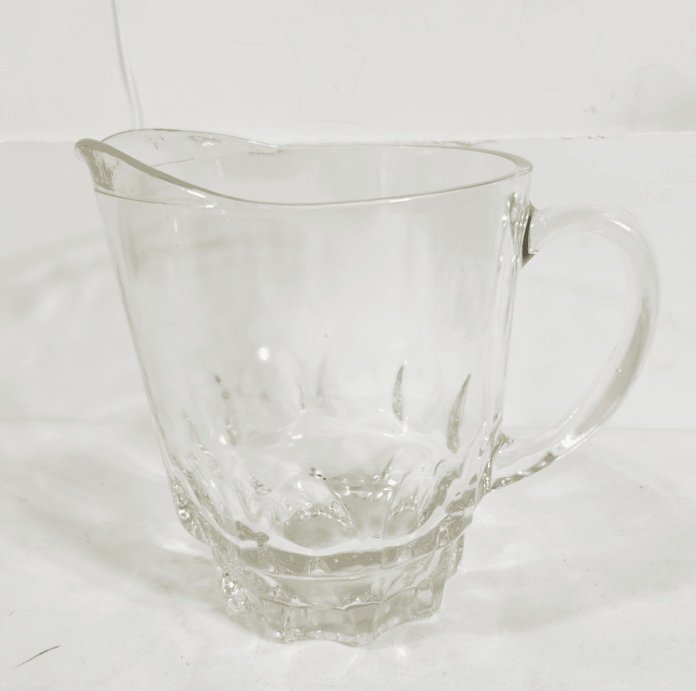 Heavy Weight Beer Pitcher Clear Glass Thumbprint Pattern 6.5" Home Bar Decor - Thumbnail 5