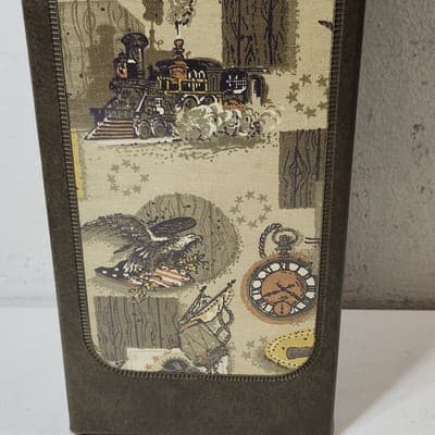 Vintage Decorative Wine Storage Box Hinged Lid With Handle Train Eagle Design14" - Thumbnail 4