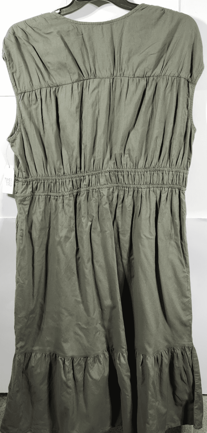 Time and Tru Women's V-Neck Midi Dress Size XXL 20 Green Sleeveless NEW - Thumbnail 6
