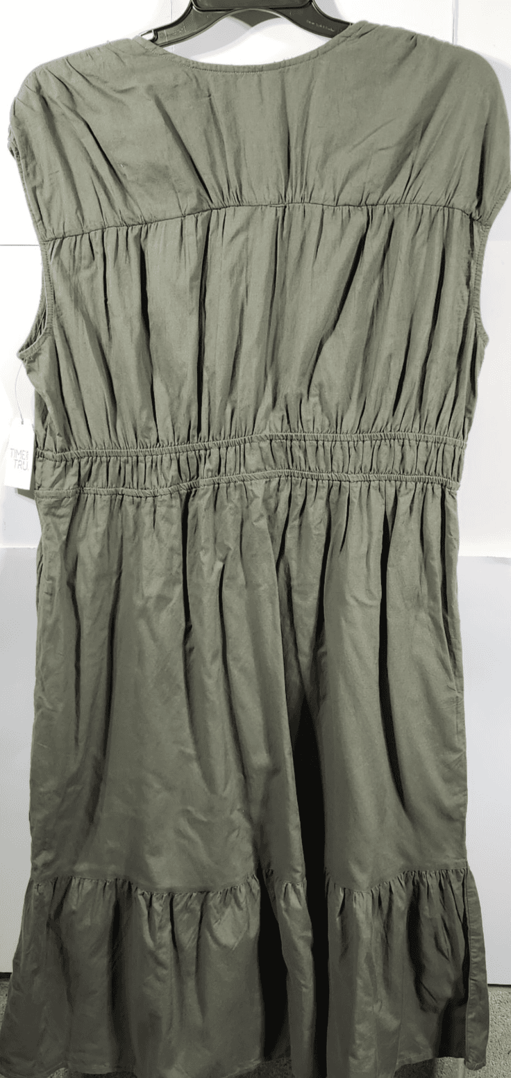 Time and Tru Women's V-Neck Midi Dress Size XXL 20 Green Sleeveless NEW - Thumbnail 4