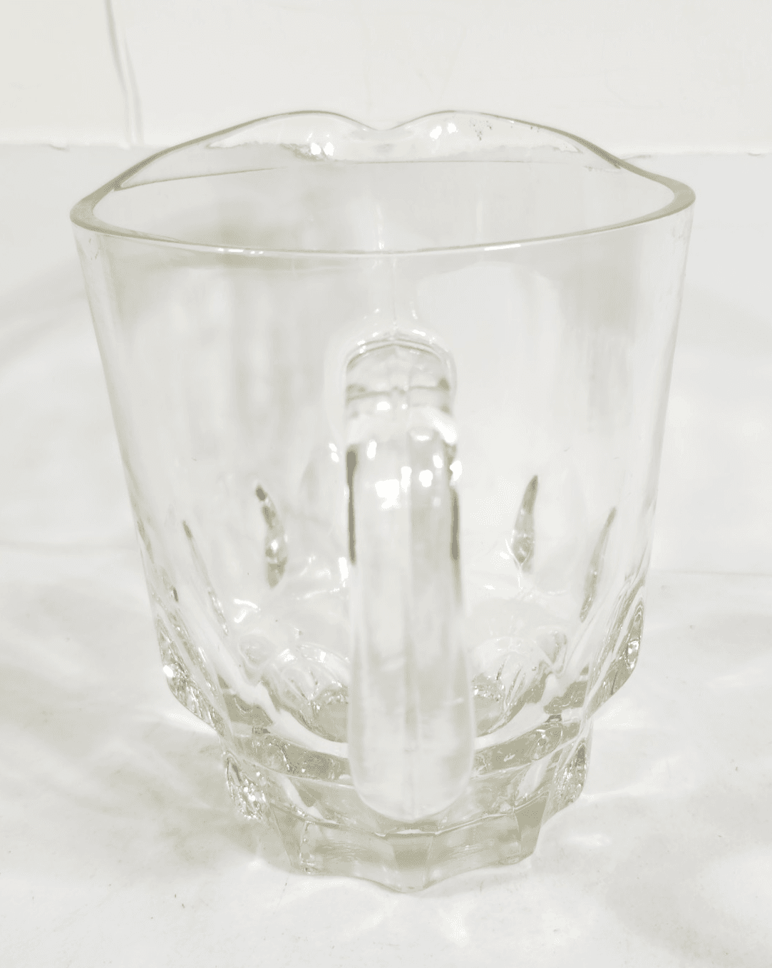 Heavy Weight Beer Pitcher Clear Glass Thumbprint Pattern 6.5" Home Bar Decor - Thumbnail 6