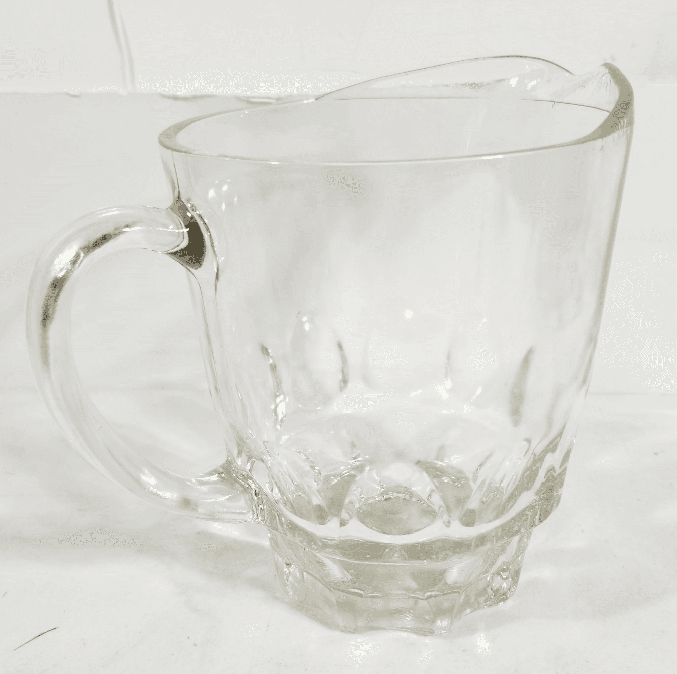 Heavy Weight Beer Pitcher Clear Glass Thumbprint Pattern 6.5" Home Bar Decor - Thumbnail 7