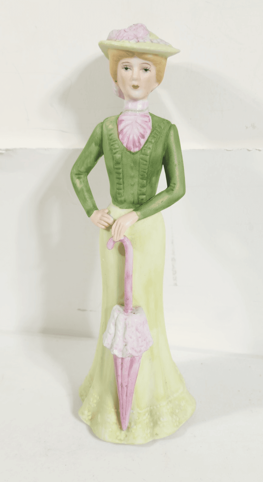 Vintage Mann Porcelain Figurine Woman Holding Pink Umbrella Home Decor - Thumbnail 2