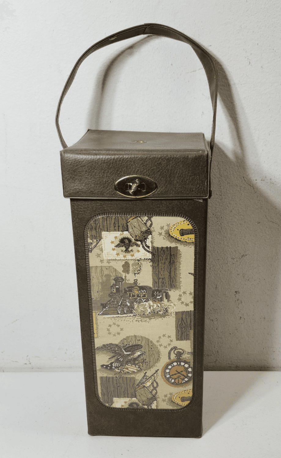 Vintage Decorative Wine Storage Box Hinged Lid With Handle Train Eagle Design14" - Thumbnail 2