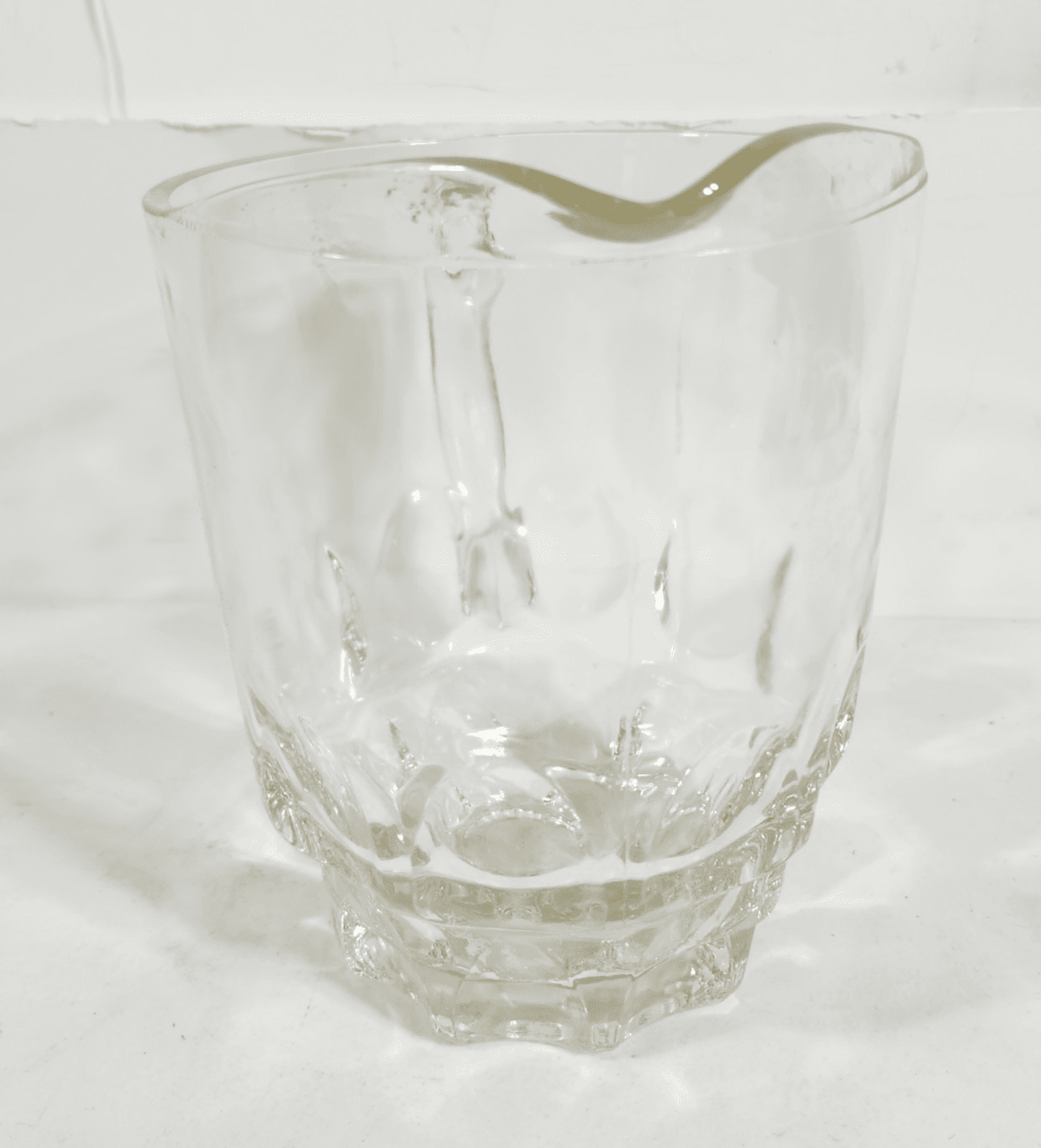 Heavy Weight Beer Pitcher Clear Glass Thumbprint Pattern 6.5" Home Bar Decor - Thumbnail 3