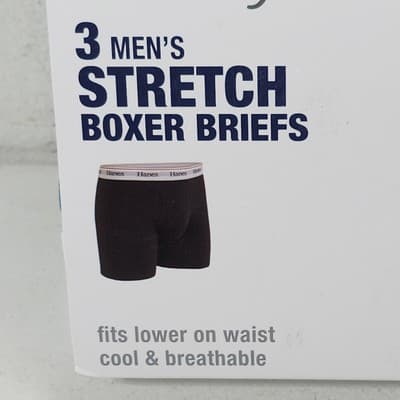 Hanes Men’s Small Boxer Briefs 3 Pairs Multicolor Stretch Underwear NEW - Thumbnail 4