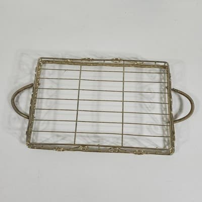 Vintage MCM Gold Wire Basket Mid Century 11" X 7" Holder Home Decor - Thumbnail 8