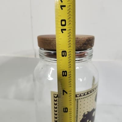 Vintage Farm House Glass Canister w/Wooden Lid Cow Apple Country - Thumbnail 7