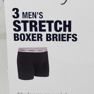 Hanes Men’s L Boxer Briefs 3 Pairs Stretch Underwear NEW - Thumbnail 4