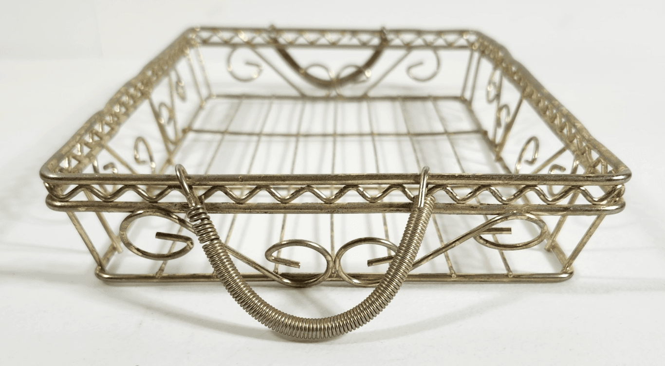 Vintage MCM Gold Wire Basket Mid Century 11" X 7" Holder Home Decor - Thumbnail 5