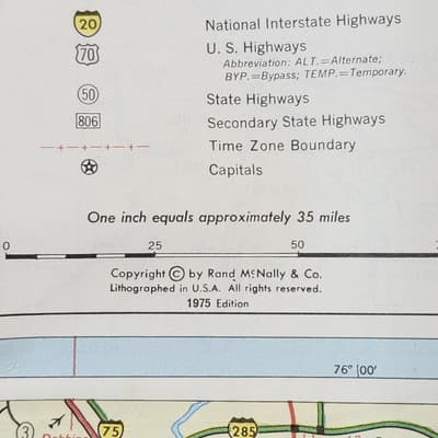Boron Rand McNally Eastern United States Travel Road Map Vintage 1975 - Thumbnail 2