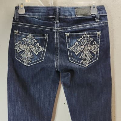 ZCO Jeans Women's Size 3 Rhinestone Embroidered Pockets Western Boho Y2K - Thumbnail 7