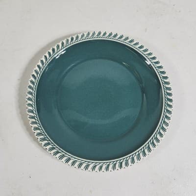 2 Harker Ware Dark Teal Green Bread Plates With White Edge 7.25" - Thumbnail 3