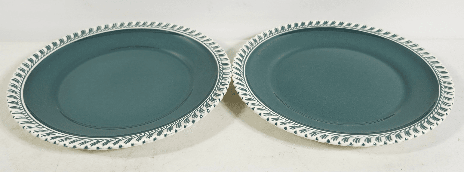 2 Harker Ware Dark Teal Green Bread Plates With White Edge 7.25" - Thumbnail 2
