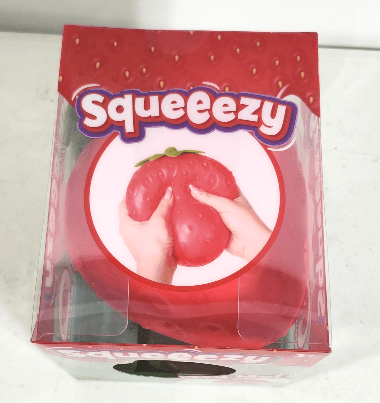 Jumbo Squeezy Strawberry Squishy by Sunny Days Viral XL Berry Squeeze Toy USA - Thumbnail 3