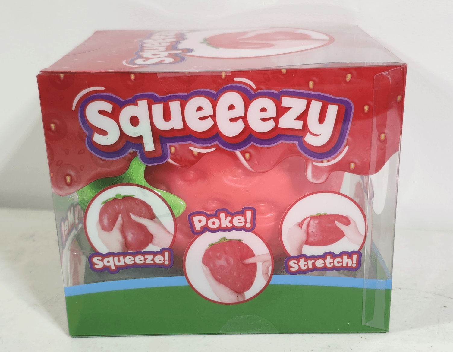 Jumbo Squeezy Strawberry Squishy by Sunny Days Viral XL Berry Squeeze Toy USA - Thumbnail 4