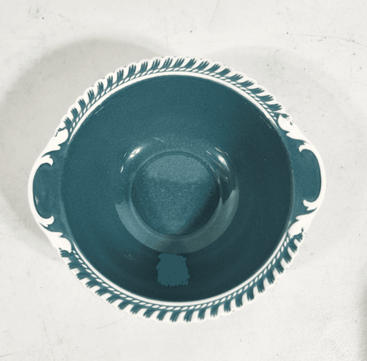 Vintage 1950s Harker Corinthian Teal Green 6" Lugged Cereal Bowls Set of 3 - Thumbnail 3