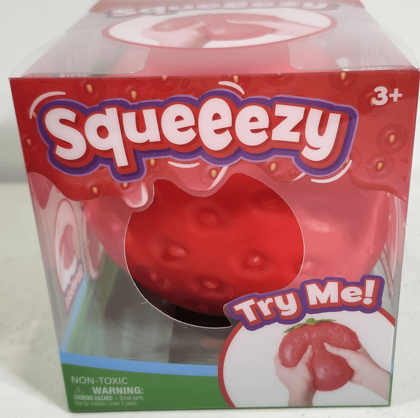 Jumbo Squeezy Strawberry Squishy by Sunny Days Viral XL Berry Squeeze Toy USA - Thumbnail 2