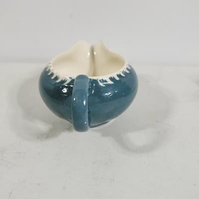Antique Harker Ware Pottery Cream And Sugar W/Lid Teal Green - Thumbnail 11