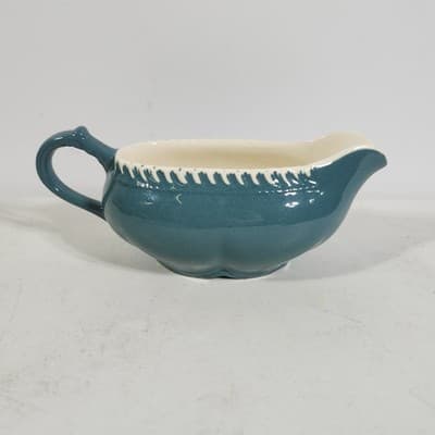 Antique Harker Ware Pottery Cream And Sugar W/Lid Teal Green - Thumbnail 17