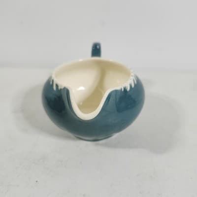 Antique Harker Ware Pottery Cream And Sugar W/Lid Teal Green - Thumbnail 13