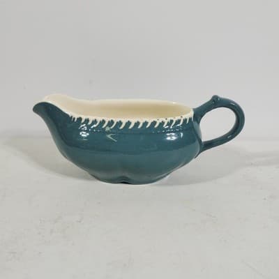 Antique Harker Ware Pottery Cream And Sugar W/Lid Teal Green - Thumbnail 15