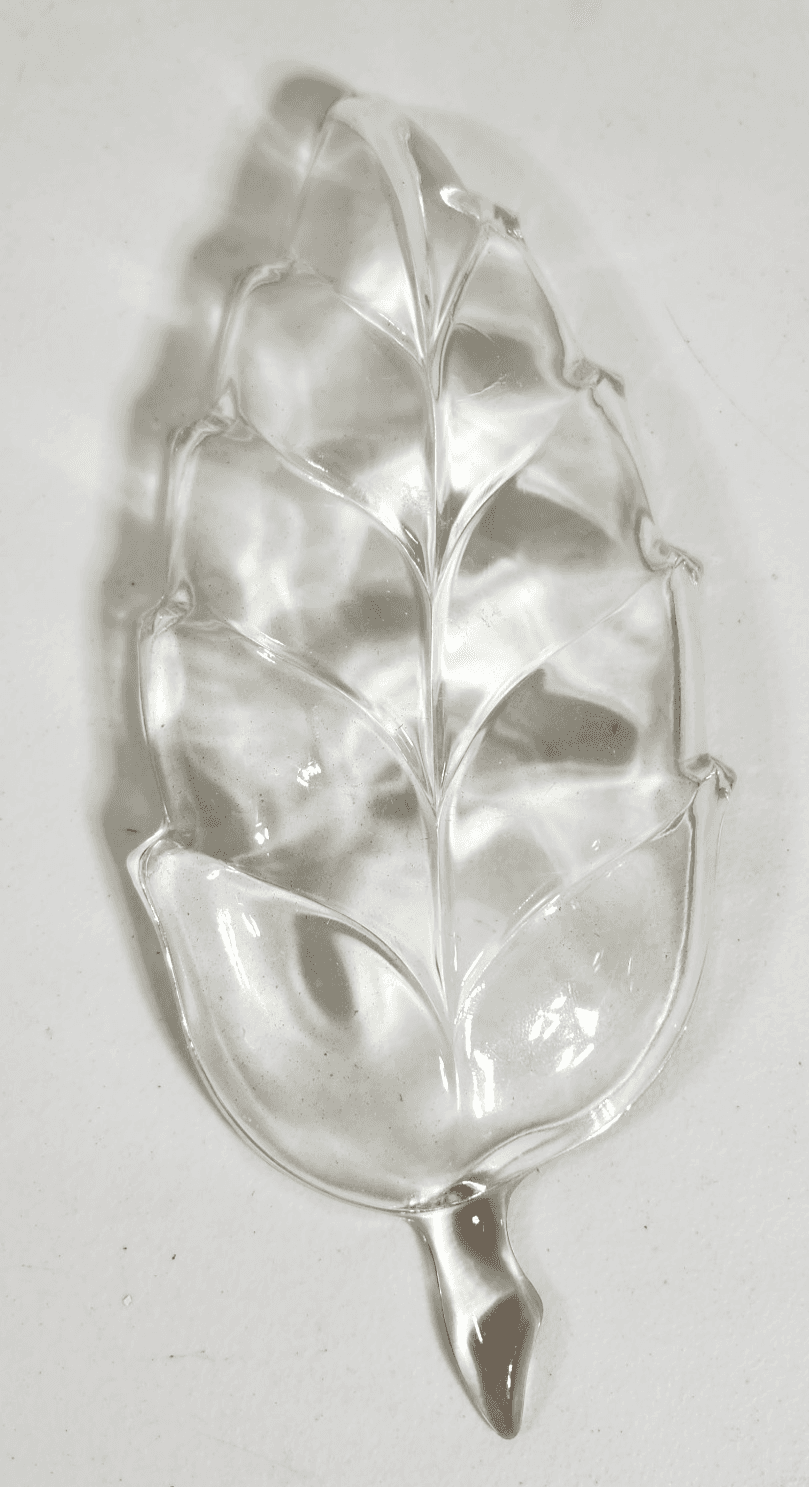 Vintage Glass Leaf Shaped Trinket Relish Nut Dish 9.75" Home Decor - Thumbnail 3