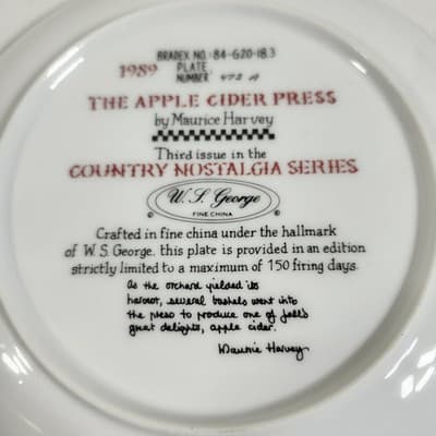Country Nostalgia Series Collectible Plate W.S. George Artwork Maurice Harvey - Thumbnail 4