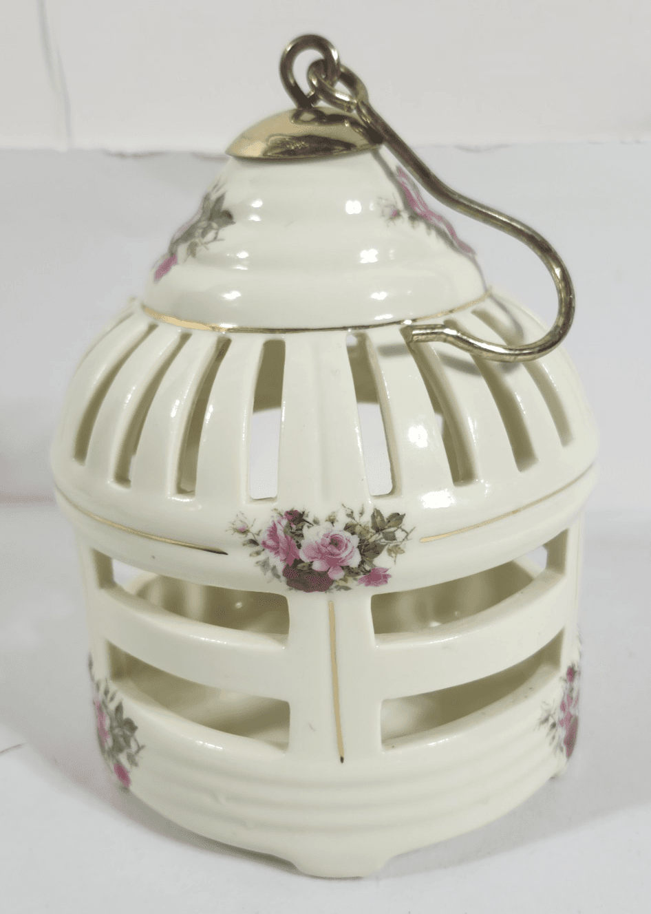 Formalities By Baum Brothers Birdcage Ceramic Hanging Cage Floral Roses 2 Birds - Thumbnail 4