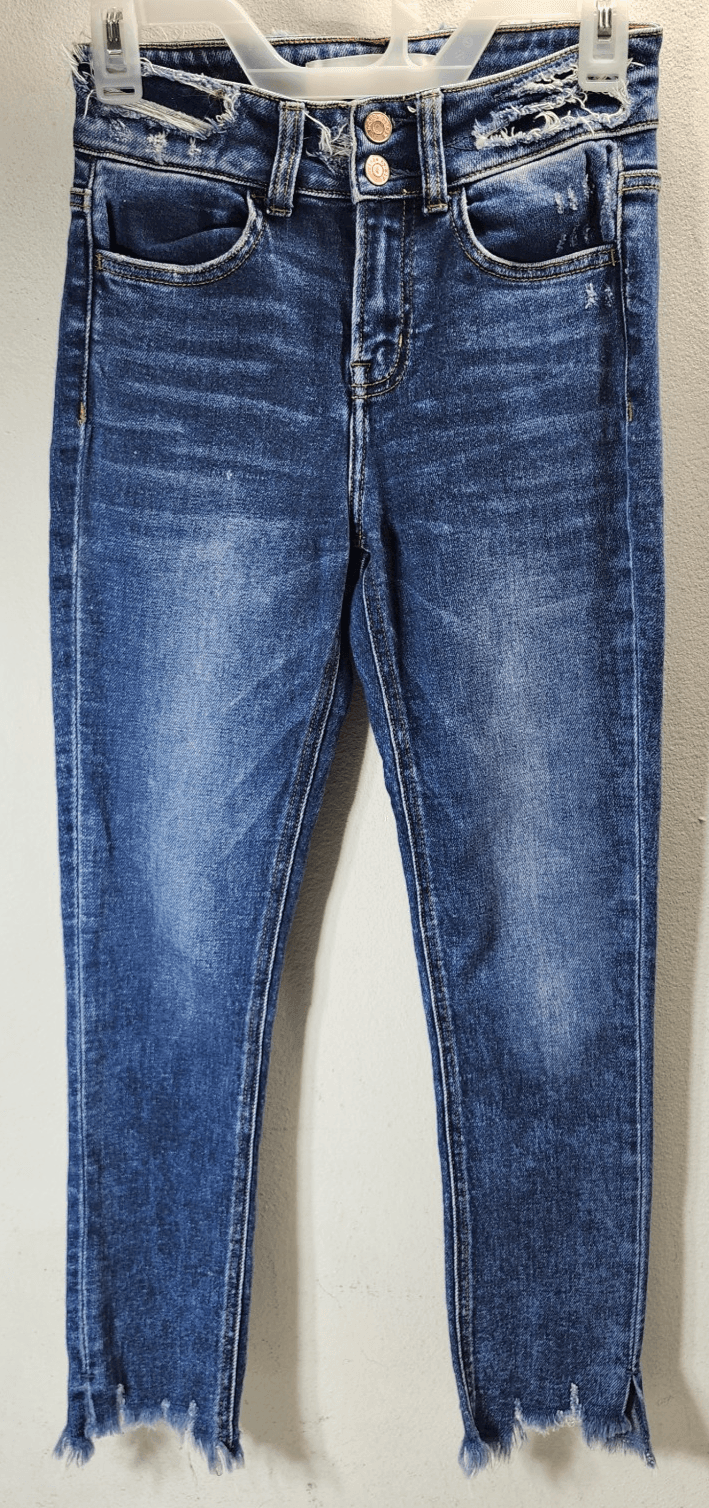 Bridge By Gly Ankle Skinny Jeans Women's Size 24 Blue Denim High Rise Distressed - Thumbnail 5