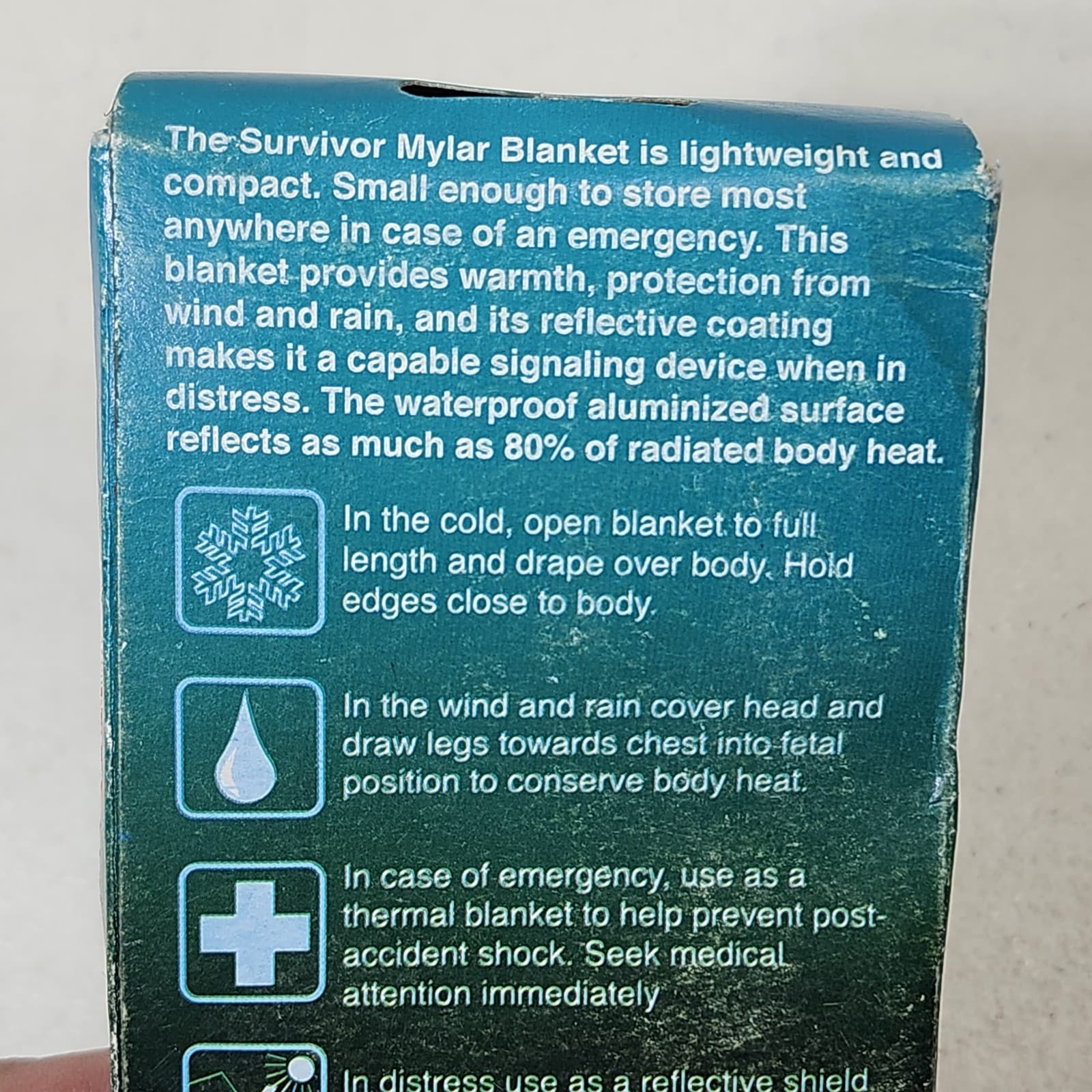 Emergency Blanket 84" x 52" Survivor Survival NEW - Thumbnail 5