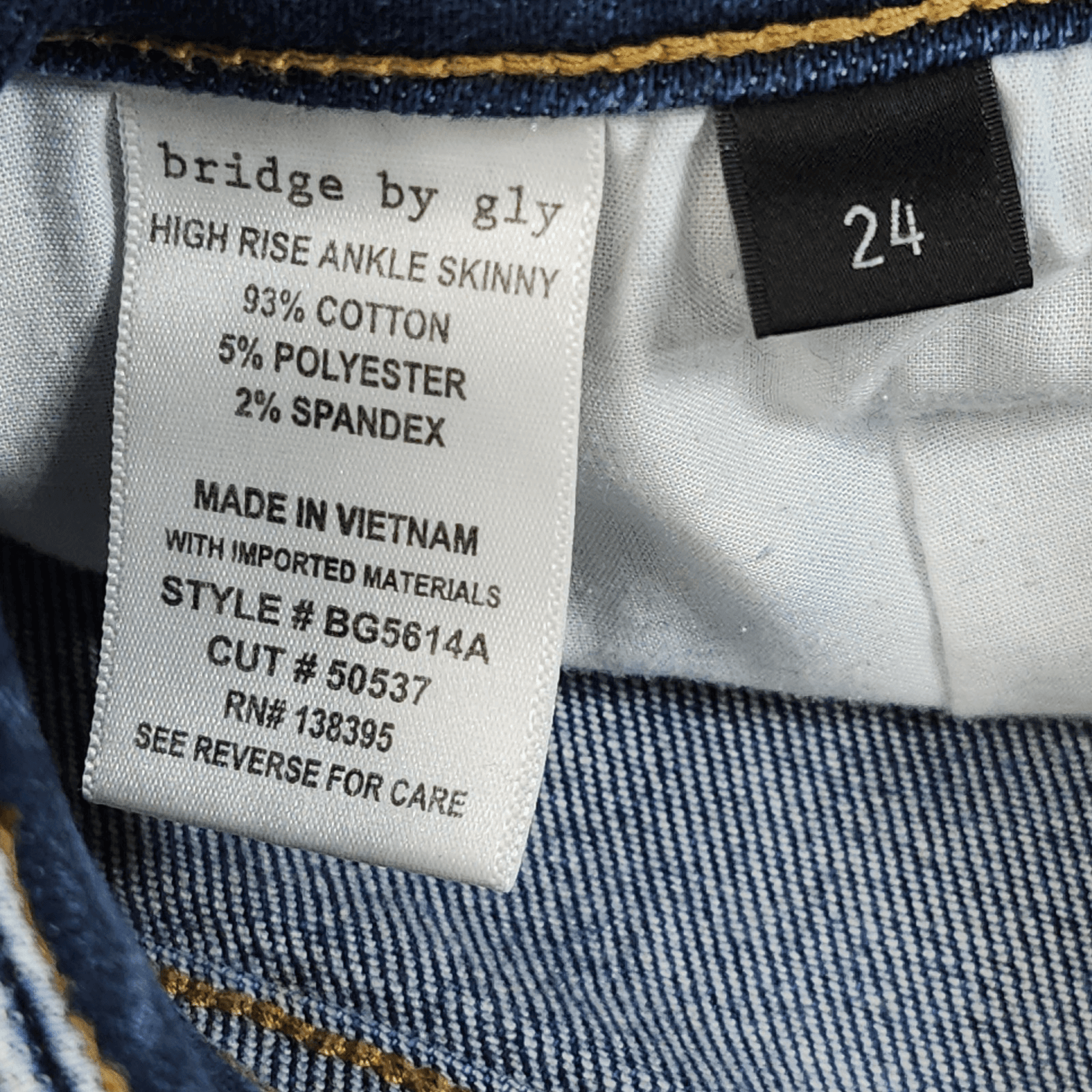 Bridge By Gly Ankle Skinny Jeans Women's Size 24 Blue Denim High Rise Distressed - Thumbnail 8