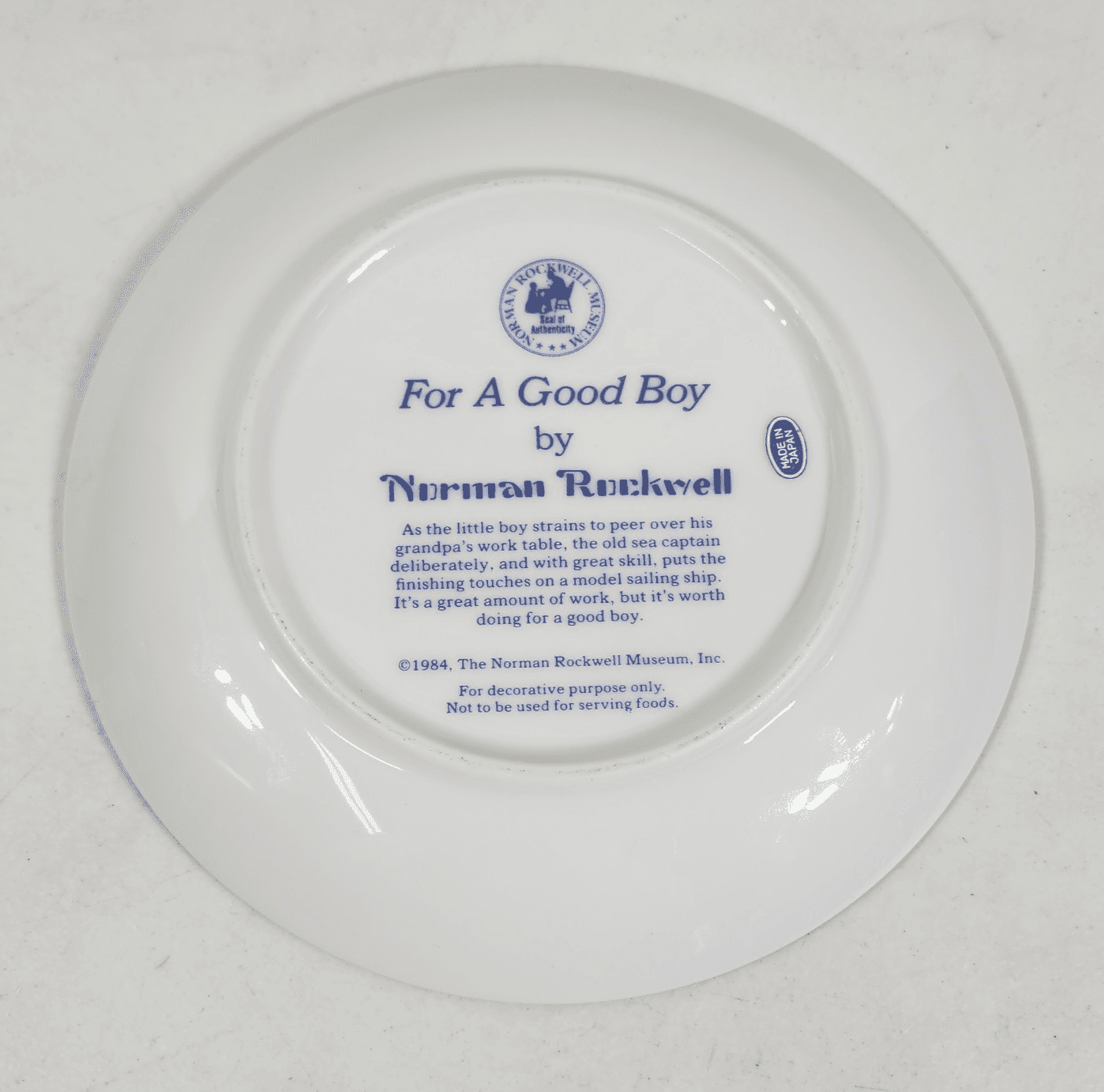 1984 Norman Rockwell Museum For A Good Boy Collectors Decorative Plate - Thumbnail 4